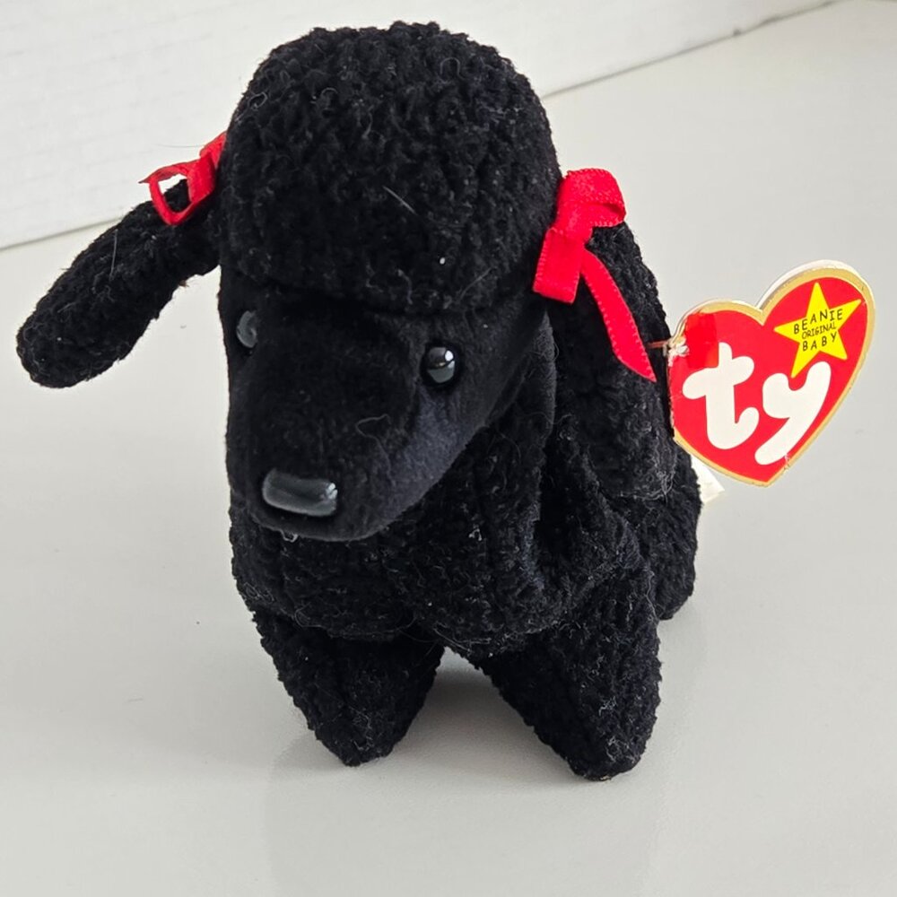 3/$25 TY Beanie Baby - GiGi the Black Poodle w Red Bows